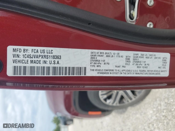 2024 Jeep Wagoneer with VIN 1C4SJVAPXRS118363, listed as a Copart auction lot 68355864 with 21 mi miles and Salvage Title. Bid and sale history available at carsss.com. Image 13.