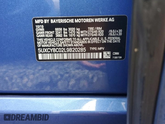 2020 BMW X6 M50i with VIN 5UXCY8C02L9B20285, listed as a Copart auction lot 74127524 with 0 mi miles and Non Repairable. Bid and sale history available at carsss.com. Image 13.