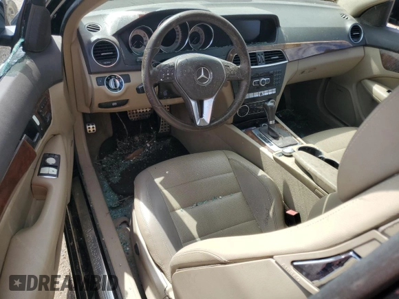 2012 Mercedes-Benz C 250 with VIN WDDGJ4HB0CF755536, listed as a Copart auction lot 58962955 with 117,349 mi miles and Salvage title. Bid and sale history available at DreamBid. Image 8.