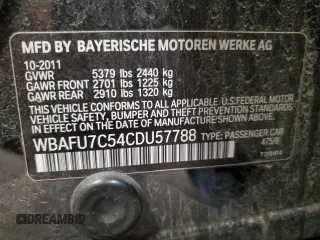 2012 BMW 5 Series 535i xDrive with VIN WBAFU7C54CDU57788, listed as a Copart auction lot 54227665 with 124,903 mi miles and Clean Title. Bid and sale history available at DreamBid. Image 12.