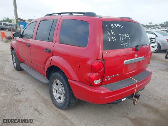 2004 Dodge Durango SLT with VIN 1D4HD48D54F175355, listed as a IAAI auction lot 41929379 with 257,620 mi miles. Bid and sale history available at carsss.com. Image 3.