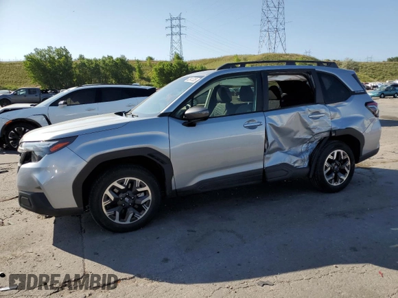 2025 Subaru Forester Premium с VIN JF2SLDDC2SH440688, выставлен на аукционе Copart как лот 62841335 с пробегом 4 876 миль миль и Списание • Salvage title. История ставок и продаж доступна на DreamBid. Изображение 1.