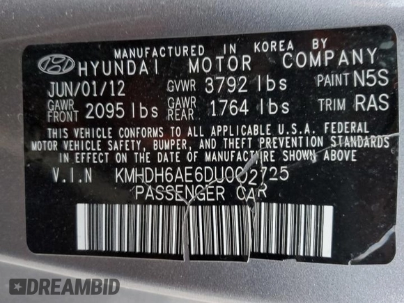 2013 Hyundai Elantra Coupe GS with VIN KMHDH6AE6DU002725, listed as a Copart auction lot 87509195 with 144,989 mi miles and Clean Title. Bid and sale history available at carsss.com. Image 12.