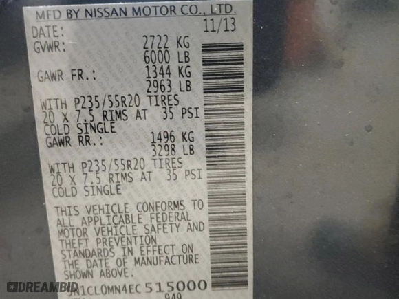 2014 Infiniti QX60 Hybrid with VIN 5N1CL0MN4EC515000, listed as a Copart auction lot 79568664 with NaN miles and Clean Title. Bid and sale history available at carsss.com. Image 13.