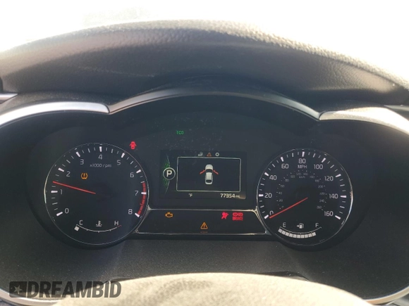 2015 Kia Optima SX Turbo with VIN 5XXGR4A60FG445912, listed as a Copart auction lot 79620894 with 77,354 mi miles and Salvage Title. Bid and sale history available at carsss.com. Image 9.