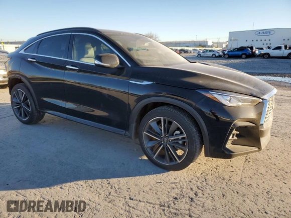 2024 Infiniti QX55 Luxe with VIN 3PCAJ5JR9RF108062, listed as a Copart auction lot 86250304 with 3,263 mi miles and Salvage Title. Bid and sale history available at DreamBid. Image 4.