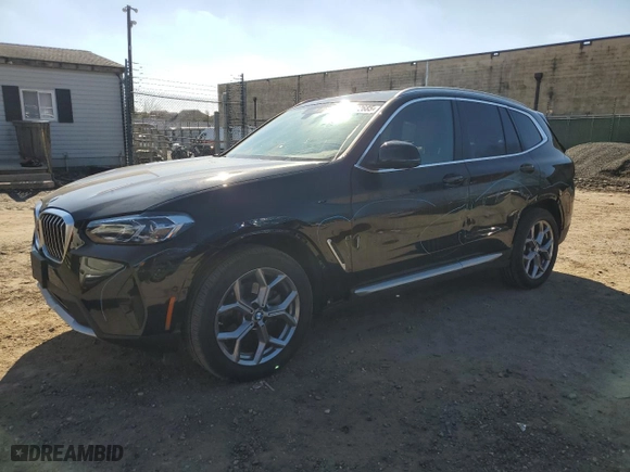 2023 BMW X3 xDrive30i with VIN 5UX53DP03P9T15924, listed as a Copart auction lot 46892685 with 7,620 mi miles and Salvage Title. Bid and sale history available at carsss.com. Image 1.