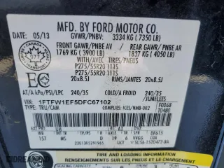 2013 Ford F-150 XL with VIN 1FTFW1EF5DFC67102, listed as a Copart auction lot 87761845 with 450,116 mi miles and Clean Title. Bid and sale history available at carsss.com. Image 12.