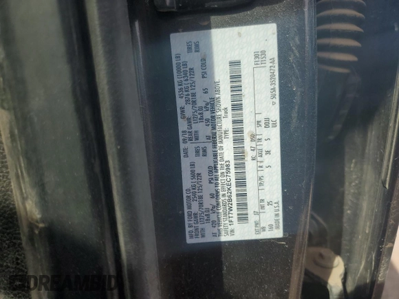 2019 Ford F-250 XL with VIN 1FT7W2B62KEC75983, listed as a Copart auction lot 52124145 with 75,100 mi miles and Salvage title. Bid and sale history available at DreamBid. Image 12.