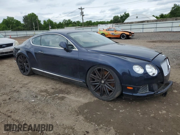 2013 Bentley Continental GT with VIN SCBFC7ZA4DC084868, listed as a Copart auction lot 54187554 with Not Provided miles and Salvage Title. Bid and sale history available at DreamBid. Image 4.
