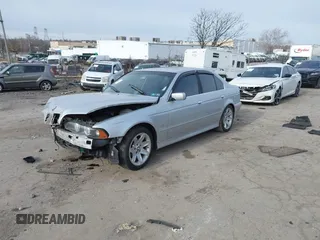 2002 BMW 5 Series 525i with VIN WBADT33412GF42744, listed as a IAAI auction lot 41609141 with 1 mi miles. Bid and sale history available at carsss.com. Image 2.