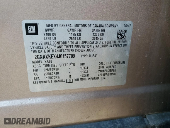 2018 Chevrolet Equinox LT with VIN 2GNAXKEX4J6157709, listed as a Copart auction lot 51945995 with 108,606 mi miles and Salvage Title. Bid and sale history available at DreamBid. Image 12.