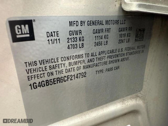 2012 Buick LaCrosse Convenience with VIN 1G4GB5ER6CF214792, listed as a Copart auction lot 44856295 with 77,504 mi miles and Clean Title. Bid and sale history available at carsss.com. Image 10.
