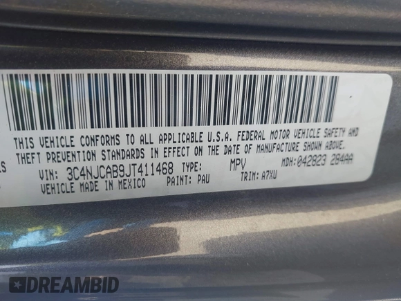 2018 Jeep Compass Sport с VIN 3C4NJCAB9JT411468, выставлен на аукционе IAAI как лот 42408617 с пробегом 86 042 миль миль и . История ставок и продаж доступна на DreamBid. Изображение 9.