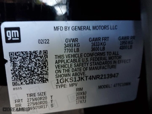 2022 GMC Yukon XL Denali with VIN 1GKS1JKT4NR213947, listed as a Copart auction lot 83906344 with 40,884 mi miles and Clean Title. Bid and sale history available at carsss.com. Image 13.