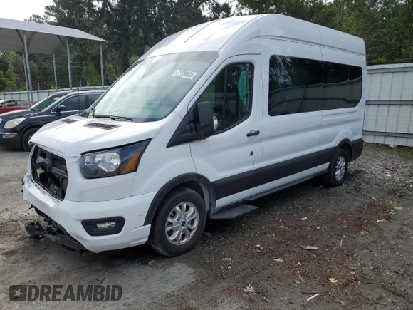2023 Ford Transit Passenger XL with VIN 1FBAX2X86PKB35851, listed as a Copart auction lot 71126324 with 8,402 mi miles and Salvage Title. Bid and sale history available at DreamBid. Image 1.