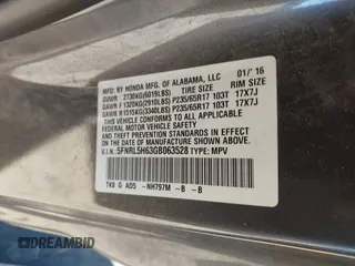 2016 Honda Odyssey EX-L with VIN 5FNRL5H63GB063528, listed as a IAAI auction lot 41757826 with 137,355 mi miles and . Bid and sale history available at DreamBid. Image 9.
