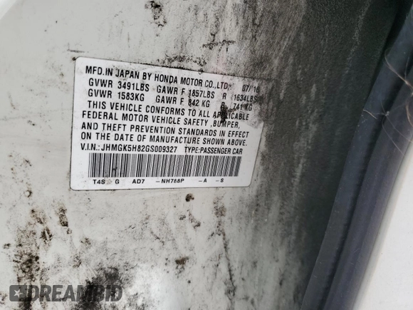 2016 Honda Fit EX-L with VIN JHMGK5H82GS009327, listed as a Copart auction lot 47458075 with 123,251 mi miles and Salvage title. Bid and sale history available at DreamBid. Image 12.