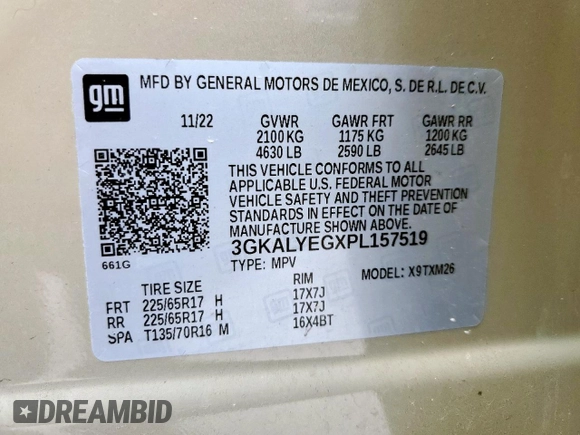 2023 GMC Terrain AT4 with VIN 3GKALYEGXPL157519, listed as a Copart auction lot 56505055 with 49,803 mi miles and Clean title. Bid and sale history available at DreamBid. Image 13.