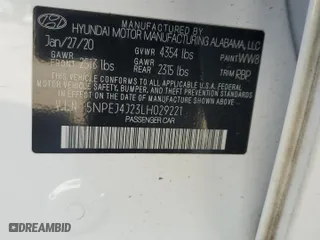 2020 Hyundai Sonata SEL Plus with VIN 5NPEJ4J23LH029221, listed as a Copart auction lot 45034555 with 79,554 mi miles and Salvage Title. Bid and sale history available at carsss.com. Image 14.