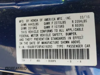 2015 Acura TLX with VIN 19UUB1F39FA018293, listed as a IAAI auction lot 41645461 with 76,068 mi miles. Bid and sale history available at carsss.com. Image 9.