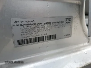 2005 Audi A4 2.0T with VIN WAUKF68E25A492703, listed as a Copart auction lot 84756174 with 68,771 mi miles and Salvage Title. Bid and sale history available at carsss.com. Image 14.
