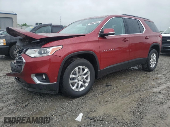 2021 Chevrolet Traverse LT Cloth z VIN 1GNERGKW9MJ239883, wystawiony jako Copart lot #54434135 z przebiegiem 51 357 mil mil oraz Szkoda całkowita • Salvage title. Historia ofert i sprzedaży dostępna na DreamBid. Obrazek 1.