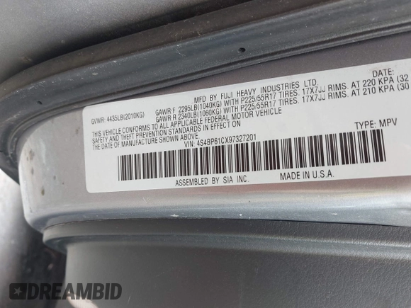 2009 Subaru Outback Special Edition с VIN 4S4BP61CX97327201, выставлен на аукционе IAAI как лот 42215616 с пробегом 209 344 миль миль и . История ставок и продаж доступна на DreamBid. Изображение 9.