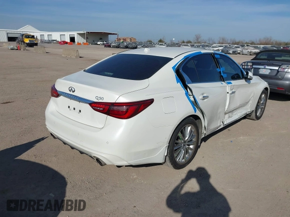 2023 Infiniti Q50 Luxe with VIN JN1EV7BPXPM511389, listed as a IAAI auction lot 41329603 with 28,476 mi miles and . Bid and sale history available at DreamBid. Image 4.