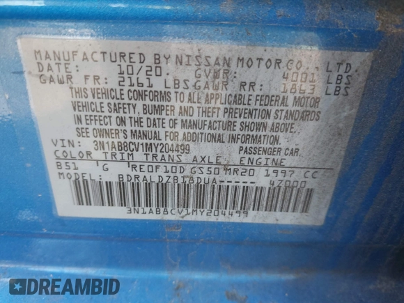 2021 Nissan Sentra SV with VIN 3N1AB8CV1MY204499, listed as a IAAI auction lot 41678411 with 60,813 mi miles and . Bid and sale history available at DreamBid. Image 9.