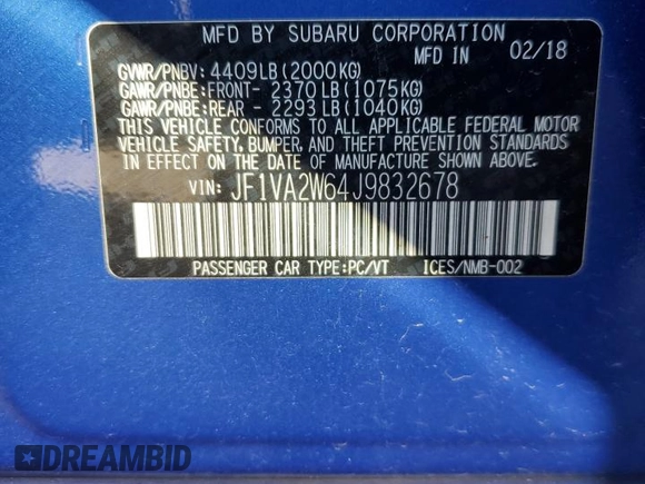 2018 Subaru WRX STI Launch z VIN JF1VA2W64J9832678, wystawiony jako Copart lot #73795644 z przebiegiem 45 252 mil mil oraz Szkoda całkowita • Salvage title. Historia ofert i sprzedaży dostępna na DreamBid. Obrazek 13.