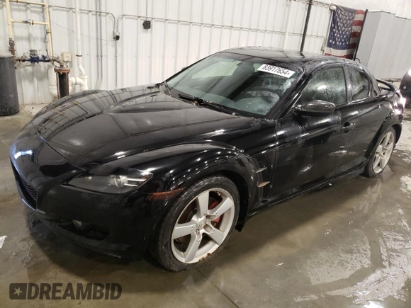 2005 Mazda RX-8 with VIN JM1FE173750144105, listed as a Copart auction lot 83917654 with 69,100 mi miles and Salvage Title. Bid and sale history available at DreamBid. Image 1.