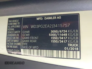 2018 Mercedes-Benz Metris Cargo with VIN WD3PG2EA2J3415757, listed as a IAAI auction lot 42029579 with 95,269 mi miles. Bid and sale history available at carsss.com. Image 9.