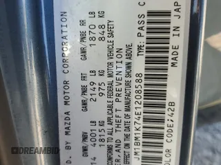 2014 Mazda 3 i Sport with VIN JM1BM1K74E1208588, listed as a Copart auction lot 53401005 with 48,636 mi miles and Salvage Title. Bid and sale history available at carsss.com. Image 14.