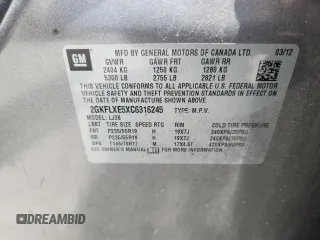 2012 GMC Terrain SLT-2 with VIN 2GKFLXE5XC6316245, listed as a Copart auction lot 62880435 with Not provided miles and Clean title. Bid and sale history available at DreamBid. Image 13.