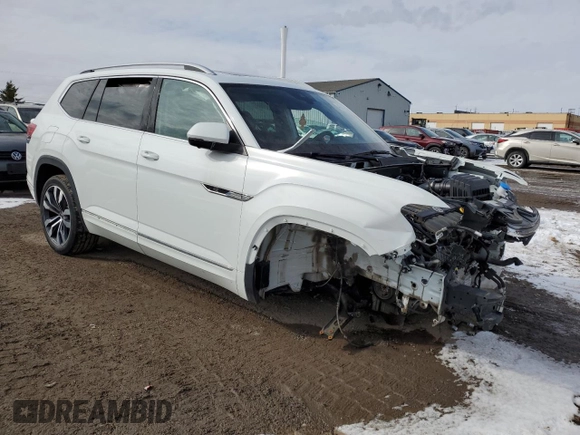 2021 Volkswagen Atlas SEL Premium R-Line with VIN 1V2FR2CA8MC561355, listed as a Copart auction lot 46217855 with 57,076 mi miles and Salvage title. Bid and sale history available at DreamBid. Image 4.