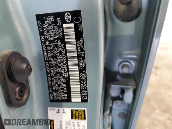 2022 Toyota Prius LE with VIN JTDL9MFU3N3034315, listed as a Copart auction lot 57041045 with 77,307 mi miles and Salvage title. Bid and sale history available at DreamBid. Image 13.