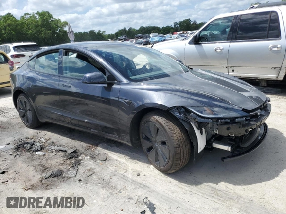 2025 Tesla Model 3 Long Range with VIN 5YJ3E1EAXSF922964, listed as a Copart auction lot 51526785 with Not Provided miles and Salvage Title. Bid and sale history available at DreamBid. Image 4.