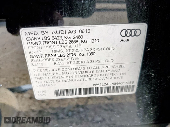 2017 Audi Q5 Premium Plus z VIN WA1L2AFP6HA017256, wystawiony jako Copart lot #57136965 z przebiegiem 49 652 mil mil oraz Szkoda całkowita • Salvage title. Historia ofert i sprzedaży dostępna na DreamBid. Obrazek 13.