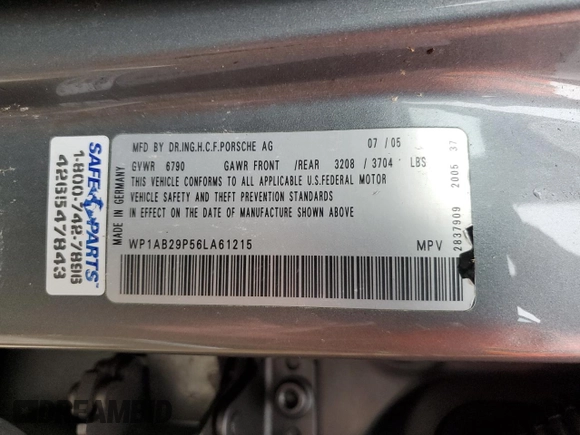 2006 Porsche Cayenne S with VIN WP1AB29P56LA61215, listed as a Copart auction lot 75462624 with 0 mi miles and Salvage Title. Bid and sale history available at carsss.com. Image 14.
