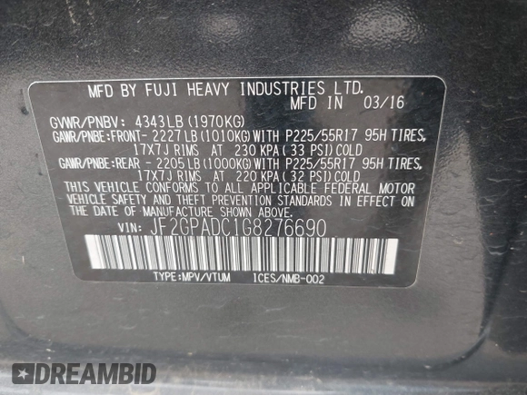 2016 Subaru Crosstrek Premium с VIN JF2GPADC1G8276690, выставлен на аукционе IAAI как лот 42358428 с пробегом 122 303 миль миль и . История ставок и продаж доступна на DreamBid. Изображение 9.
