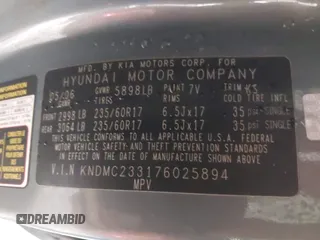 2007 Hyundai Entourage GLS с VIN KNDMC233176025894, выставлен на аукционе IAAI как лот 42290212 с пробегом 188 246 миль миль и . История ставок и продаж доступна на DreamBid. Изображение 9.