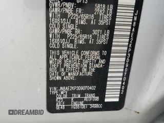 2013 Nissan Quest SV with VIN JN8AE2KP3D9070402, listed as a Copart auction lot 60081504 with 119,298 mi miles and Salvage Title. Bid and sale history available at carsss.com. Image 13.