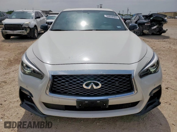 2020 Infiniti Q50 Red Sport 400 with VIN JN1FV7AR1LM660114, listed as a Copart auction lot 55658965 with 28,318 mi miles and Salvage title. Bid and sale history available at DreamBid. Image 5.