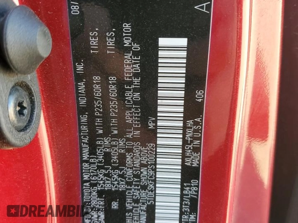 2023 Toyota Sienna Platinum with VIN 5TDESKFC9PS100229, listed as a Copart auction lot 51113935 with 52,539 mi miles and Salvage title. Bid and sale history available at DreamBid. Image 15.
