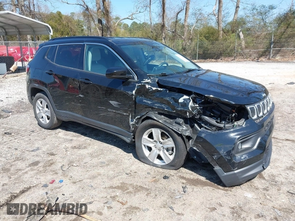 2022 Jeep Compass Latitude with VIN 3C4NJCBB4NT140193, listed as a IAAI auction lot 41787187 with 69,155 mi miles and . Bid and sale history available at carsss.com. Image 1.
