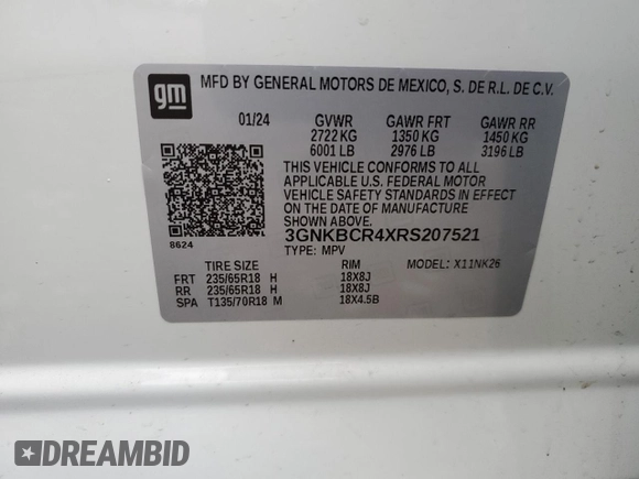 2024 Chevrolet Blazer LT z VIN 3GNKBCR4XRS207521, wystawiony jako Copart lot #51291885 z przebiegiem 20 953 mil mil oraz Szkoda całkowita • Salvage title. Historia ofert i sprzedaży dostępna na DreamBid. Obrazek 12.