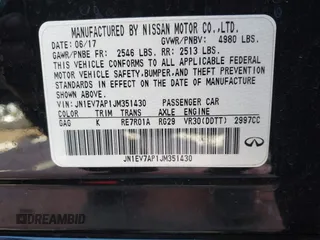 2018 Infiniti Q50 Luxe with VIN JN1EV7AP1JM351430, listed as a IAAI auction lot 42209857 with 119,531 mi miles and . Bid and sale history available at carsss.com. Image 9.