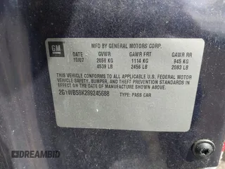 2008 Chevrolet Impala LS z VIN 2G1WB58K289245688, wystawiony jako IAAI lot #42173365 z przebiegiem 200 939 mil mil oraz . Historia ofert i sprzedaży dostępna na DreamBid. Obrazek 9.