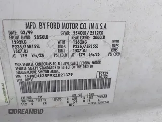 1999 Ford Explorer XLT с VIN 1FMDU35P9XZB21379, выставлен на аукционе IAAI как лот 41496418 с пробегом 265 612 миль миль и . История ставок и продаж доступна на DreamBid. Изображение 9.